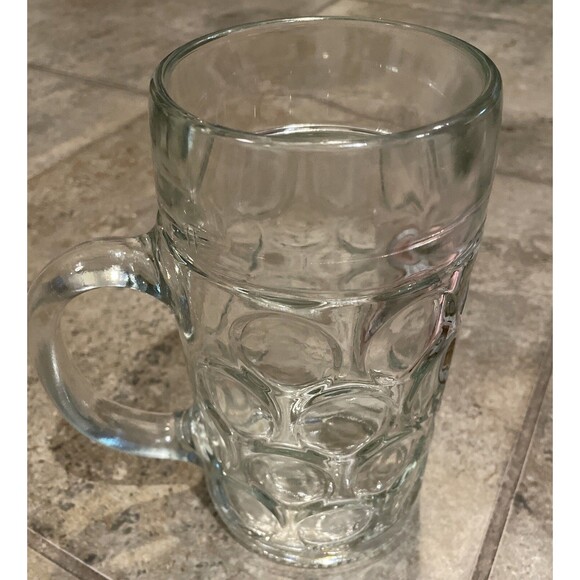 Paulaner Munchen Large Beer Stein Mug Dimpled Glass Handle Logo Breweriana - Picture 11 of 11